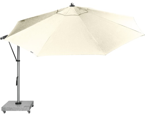 Vrijarm parasol met stoffen scherm en voet