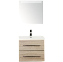 SANOX Badkamermeubelset Straight met LED lichtspiegel en wastafel 60 cm grijs eiken