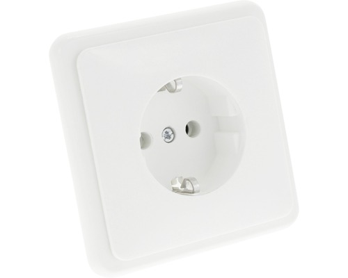 Wit stopcontact met randaarde voor wandmontage