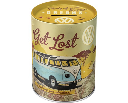 NOSTALGIC-ART Spaarpot Volkswagen Bulli - Let's get lost 13x10 cm