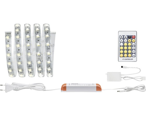 PAULMANN MaxLED 500 LED-strip basisset instelbaar wit 150 cm zilver gecoat Ledstrip met afstandsbediening, voeding en stekker