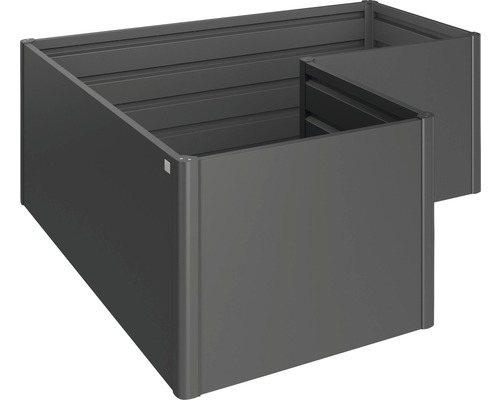BIOHORT Plantenbak klassiek formaat L donkergrijs metallic 201x201x77 cm L-vormige metalen plantenbak voor de tuin