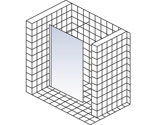 Douchecabine met tegelillustratie