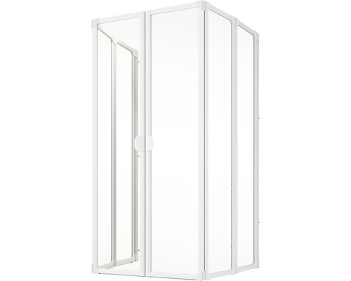 Hoekdouche met helder glazen deur