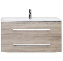 Wastafelonderkast met twee laden, wastafel en kraan