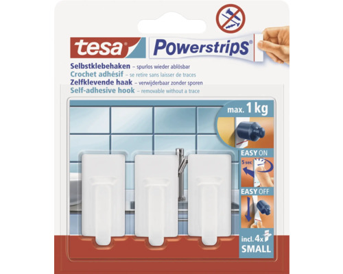 TESA Powerstrips Classic Small zelfklevende haken wit 3 stuks