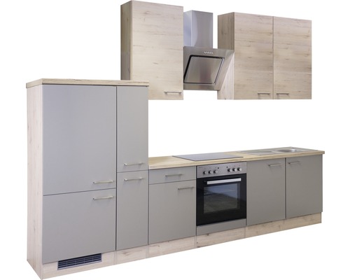 Complete keuken met onderkasten, bovenkasten, afzuigkap en spoelbak