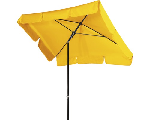 Gele parasol met metalen frame voor buiten