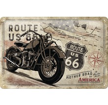 Decoratief metalen bord met Route 66 motief en motorfiets