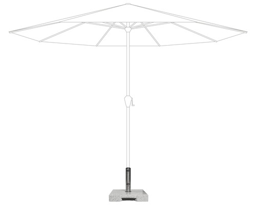 Omtrek van een parasol met voet voor de tuin