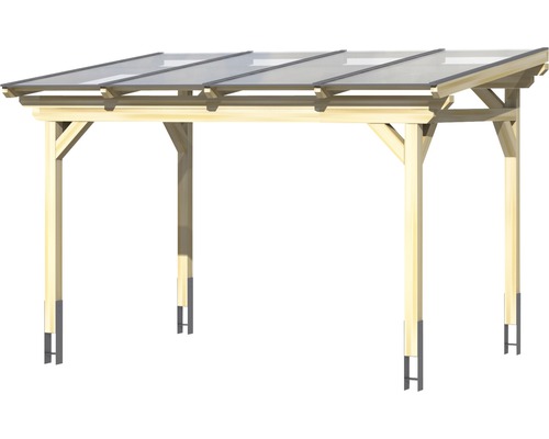 Houten carport met transparante overkapping