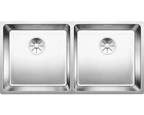 Spoelbak met twee bakken van roestvrij staal