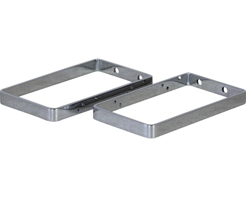 Twee rechthoekige metalen frames met gaten