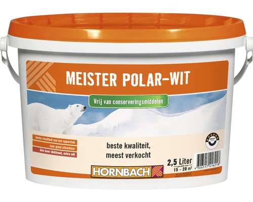 HORNBACH Muurverf Meister Polar conserveringsmiddelvrij wit 2,5 l