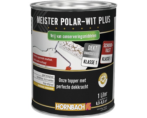 HORNBACH Muurverf Meister Polar plus conserveringsmiddelvrij wit 1 l