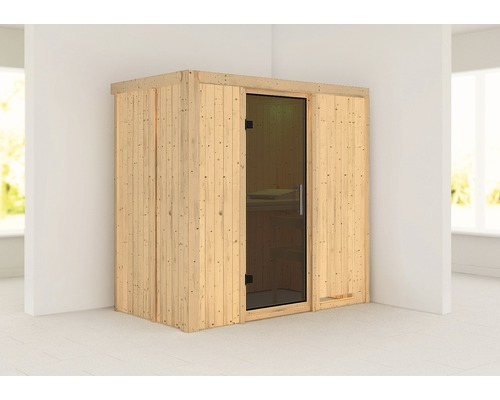 Houten sauna met glazen deur voor binnengebruik