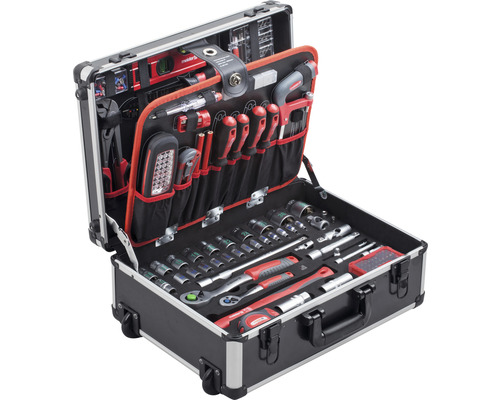 Gereedschapskoffer met diverse gereedschappen zoals schroevendraaiers, tangen en dopsleutels