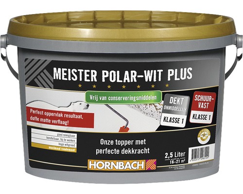 HORNBACH Muurverf Meister Polar plus conserveringsmiddelvrij wit 2,5 l-0