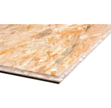 Een OSB plaat van houtsnippers met een zichtbare structuur voor interieurbouw en constructieve toepassingen.