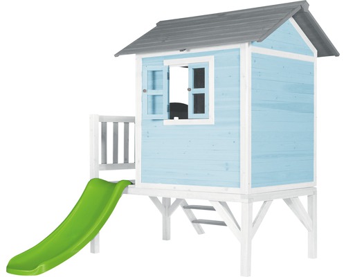 Houten speelhuis met glijbaan voor de tuin