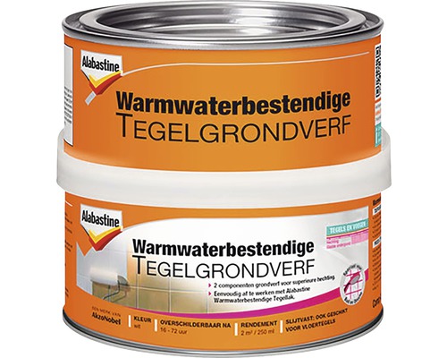 ALABASTINE Warmwaterbestendige tegelgrondverf 250 ml Alabastine Warmwaterbestendige tegelgrondverf in verpakking