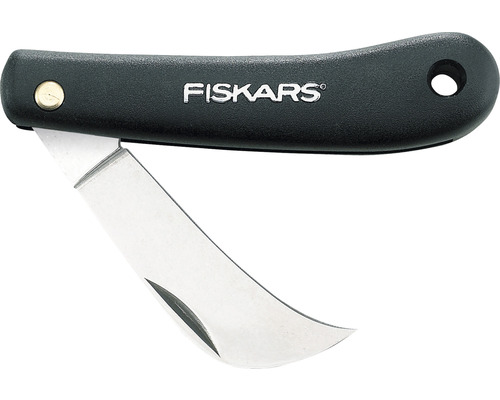 Fiskars oculatiemes met gebogen lemmet en zwart handvat