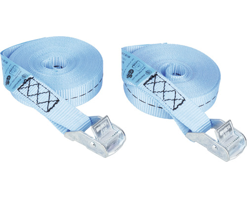 MAMUTEC sjorband met klemgesp 25 mm, lengte 6 m, 2 stuks Twee blauwe spanbanden met klemgesp