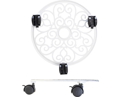 Bloempotonderzetter met wielen, voorzien van een gedetailleerd patroon