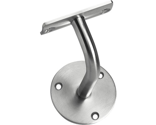 INTERSTEEL Trapleuninghouder rvs geborsteld, rond onder een hoek gebogen met schroefgaten INTERSTEEL Trapleuninghouder rvs geborsteld, rond onder een hoek gebogen met schroefgaten