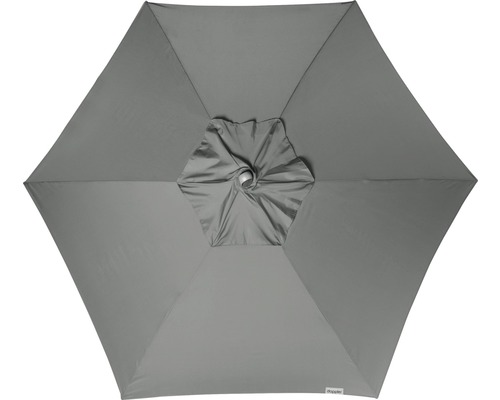 Bovenaanzicht van een grijze parasol