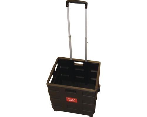 Opvouwbare box met wielen en telescopische handgreep voor transport