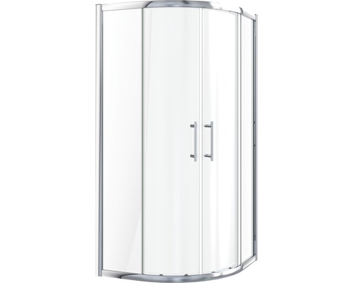 Ronde douchecabine met glazen deuren en metalen frame