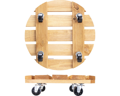 Plantenroller van hout met wielen