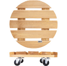 Ronde plantenroller van hout met wielen