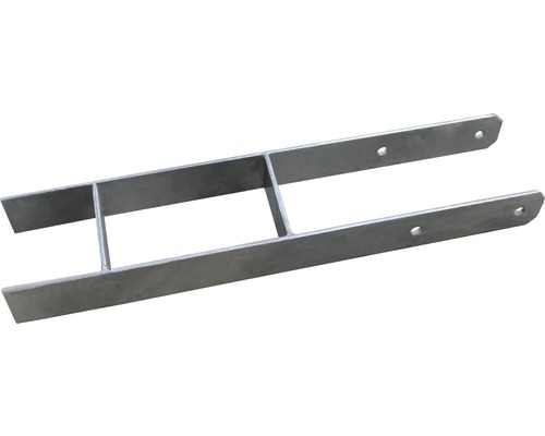 Metalen paalhouder met twee flenzen en gaten voor schroeven