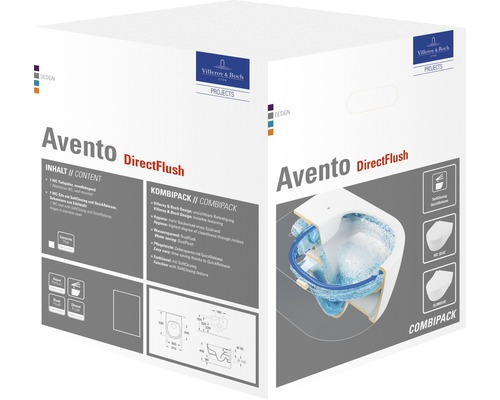 Verpakking van een Villeroy & Boch Avento DirectFlush wandclosetset