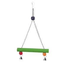 Vogel speelgoed schommel met ketting, houten staaf en belletjes