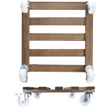 Verrijdbare plantenonderzetter van hout met wielen