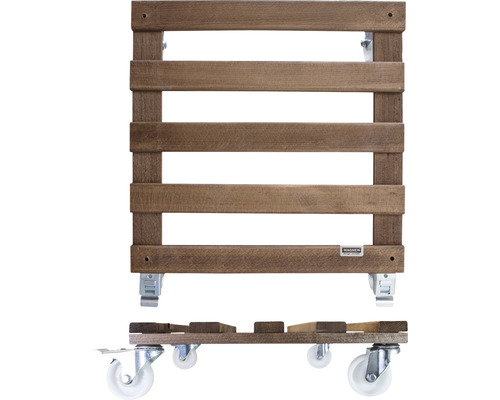 Plantenroller van hout met wielen