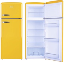 Amica koelkast in retrodesign, aanzicht van buiten en met open deur