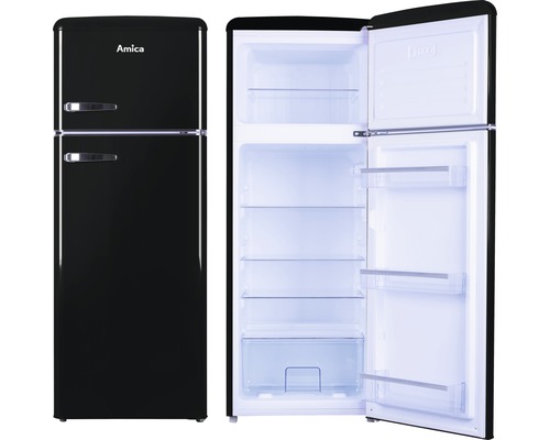 Amica koelkast met vriesvak, vooraanzicht gesloten en open