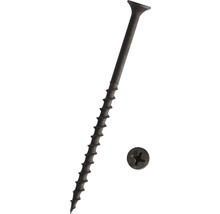 Houtschroef met kruiskop en detailopname van de schroefkop