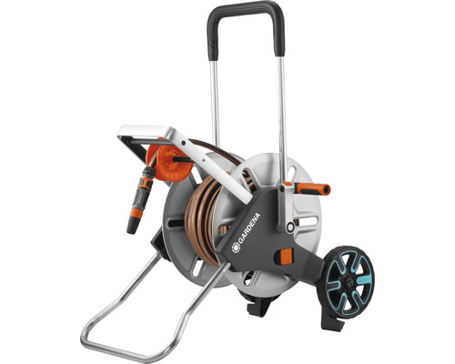Gardena slangenwagen met tuinslang en aansluitstuk