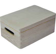 Houten kist met deksel en draaghandvat