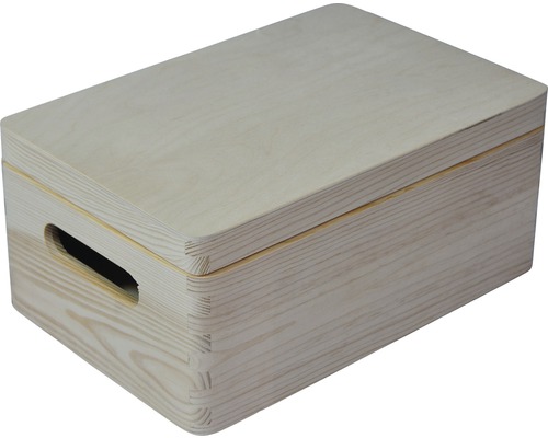 Houten kist met deksel en draaghandvat