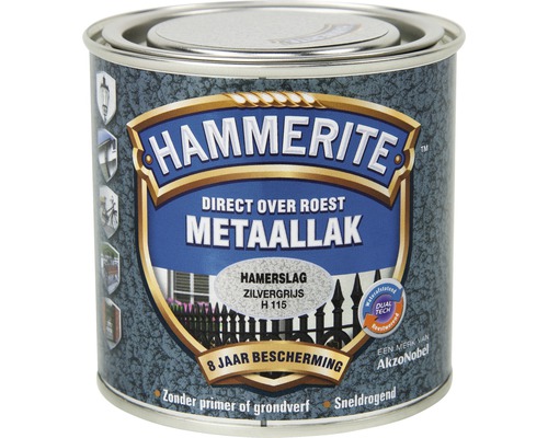 HAMMERITE Metaallak hamerslag zilvergrijs H115 250 ml Hammerite Metaallak direct over roest, zilvergrijs