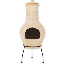 Terrasverwarmer van terracotta met metalen frame voor buitengebruik