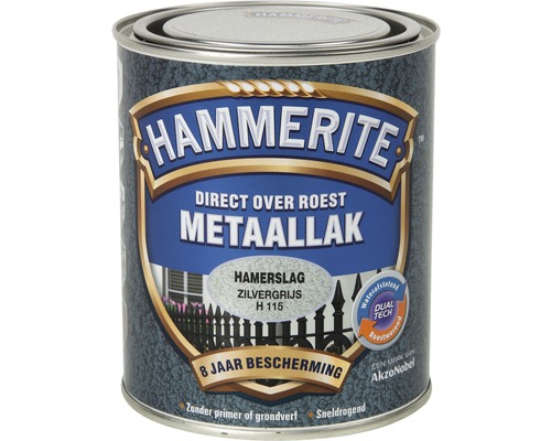 HAMMERITE Metaallak hamerslag zilvergrijs H115 750 ml Hammerite metaallak, direct over roest te gebruiken