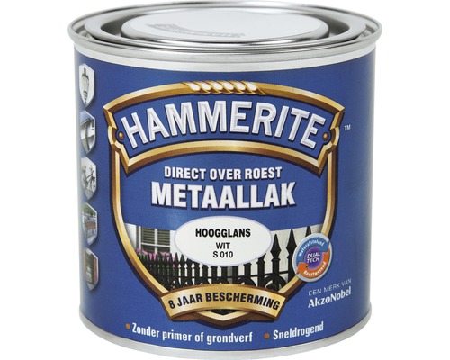 HAMMERITE Metaallak hoogglans wit S010 250 ml Hammerite Metaallak blik voor metaal, direct over roest