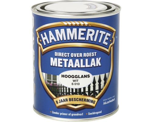 HAMMERITE Metaallak hoogglans wit S010 750 ml Hammerite Metaallak, direct over roest, hoogglans, Wit S 010, 8 jaar bescherming